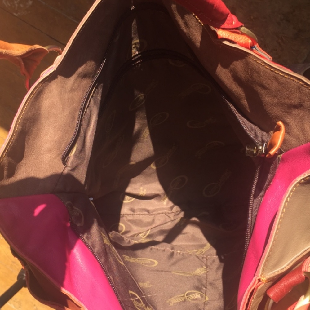 Multicolored American large leather handbag - Picture 3 of 4